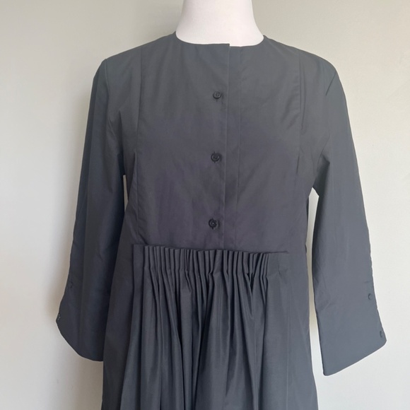 Cos Navy 3/4 sleeve Voluminous Gathered Cotton Casual A-line Dress w/ Pockets - Picture 5 of 12